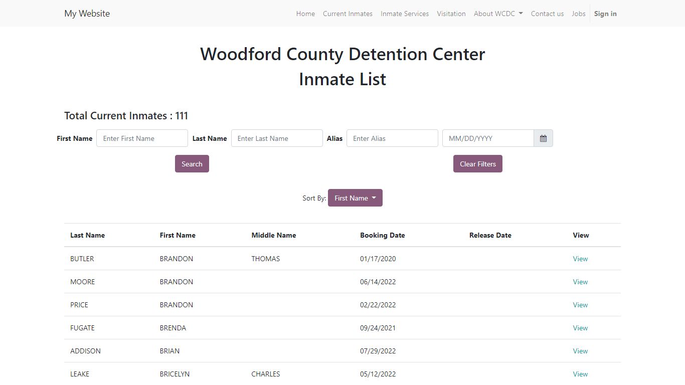 Inmates list | My Website - Woodford County Detention Center